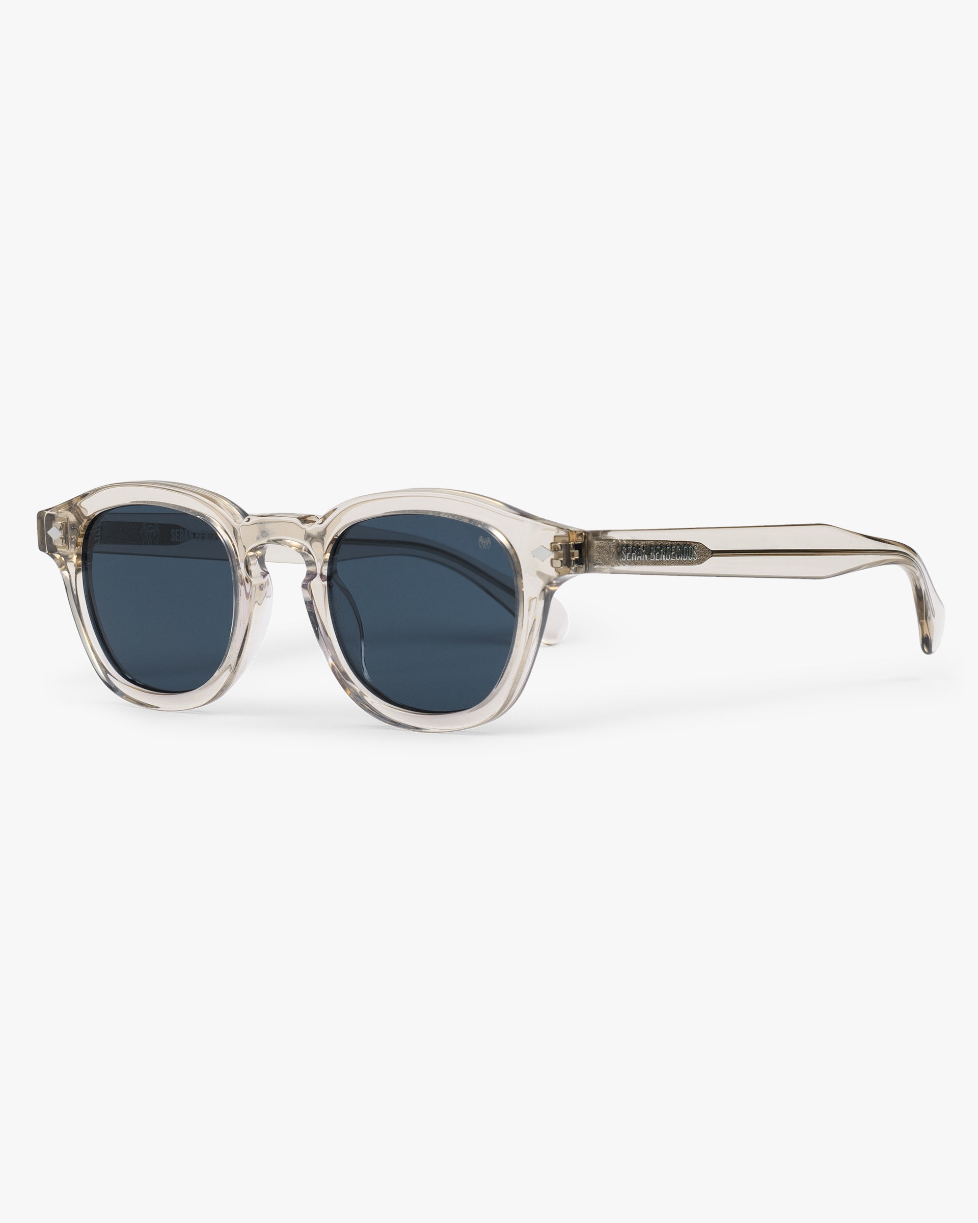 SB Sunglasses Brown Transparent Frame with Dark Blue Lenses