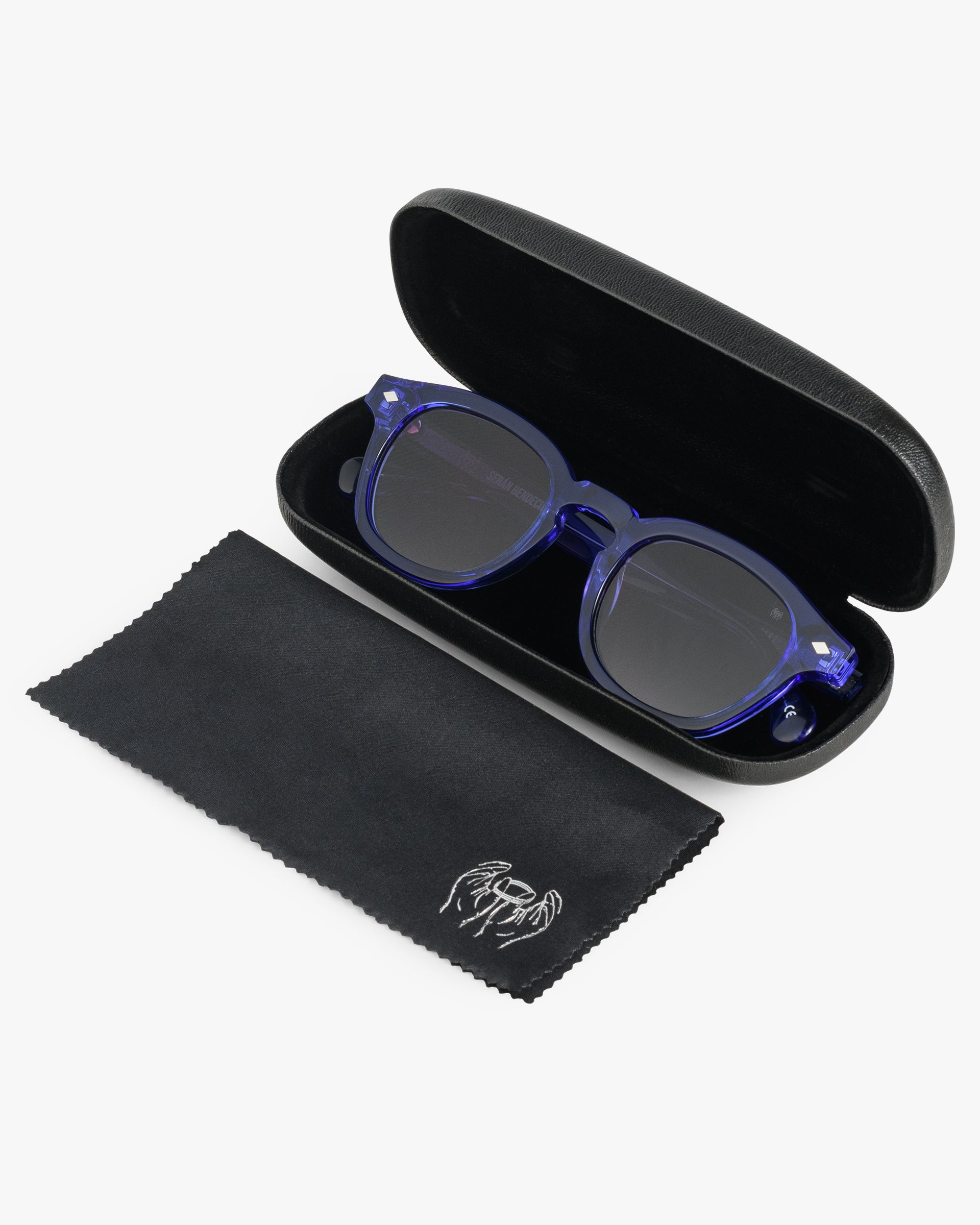 SB Sunglasses Blue Transparent Frame with Gradient Grey Lenses