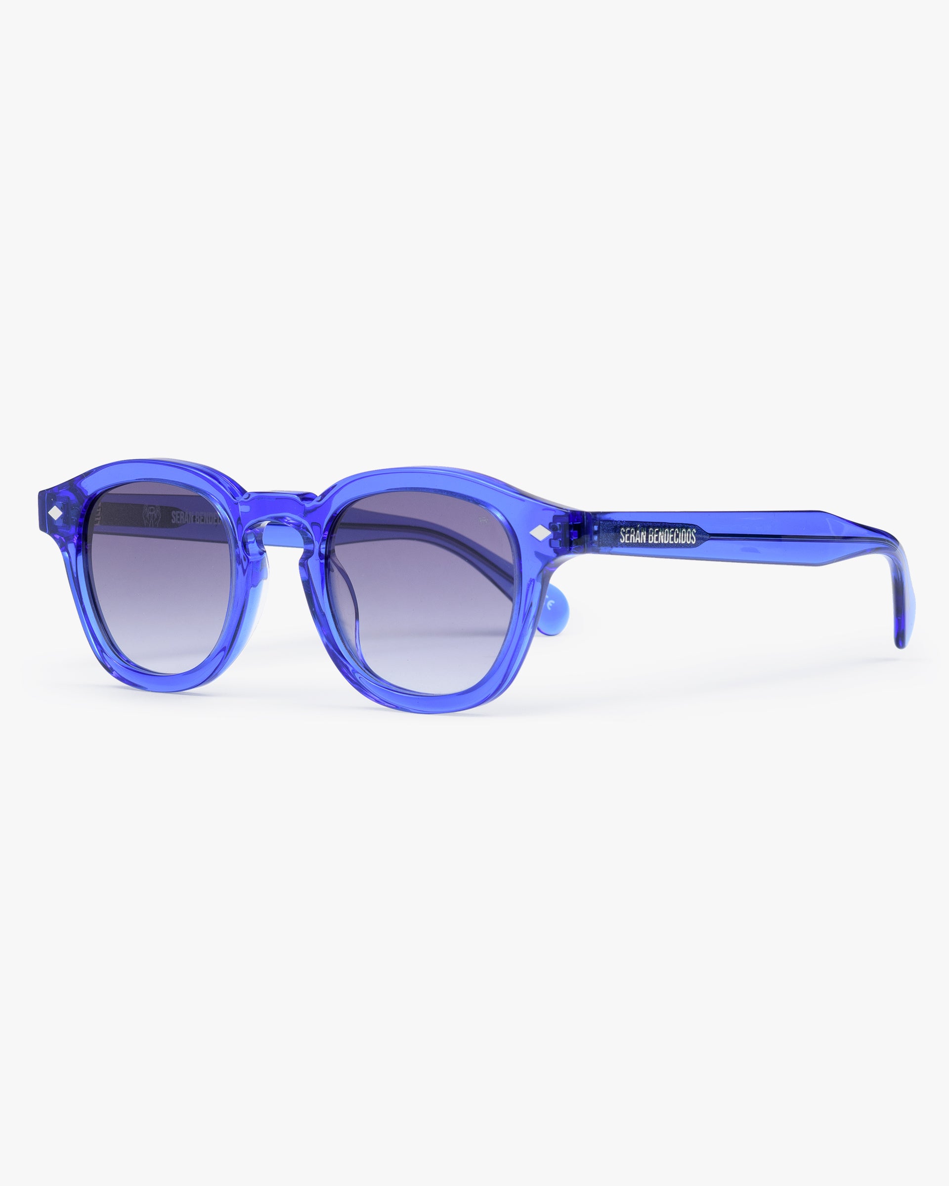 SB Sunglasses Blue Transparent Frame with Gradient Grey Lenses