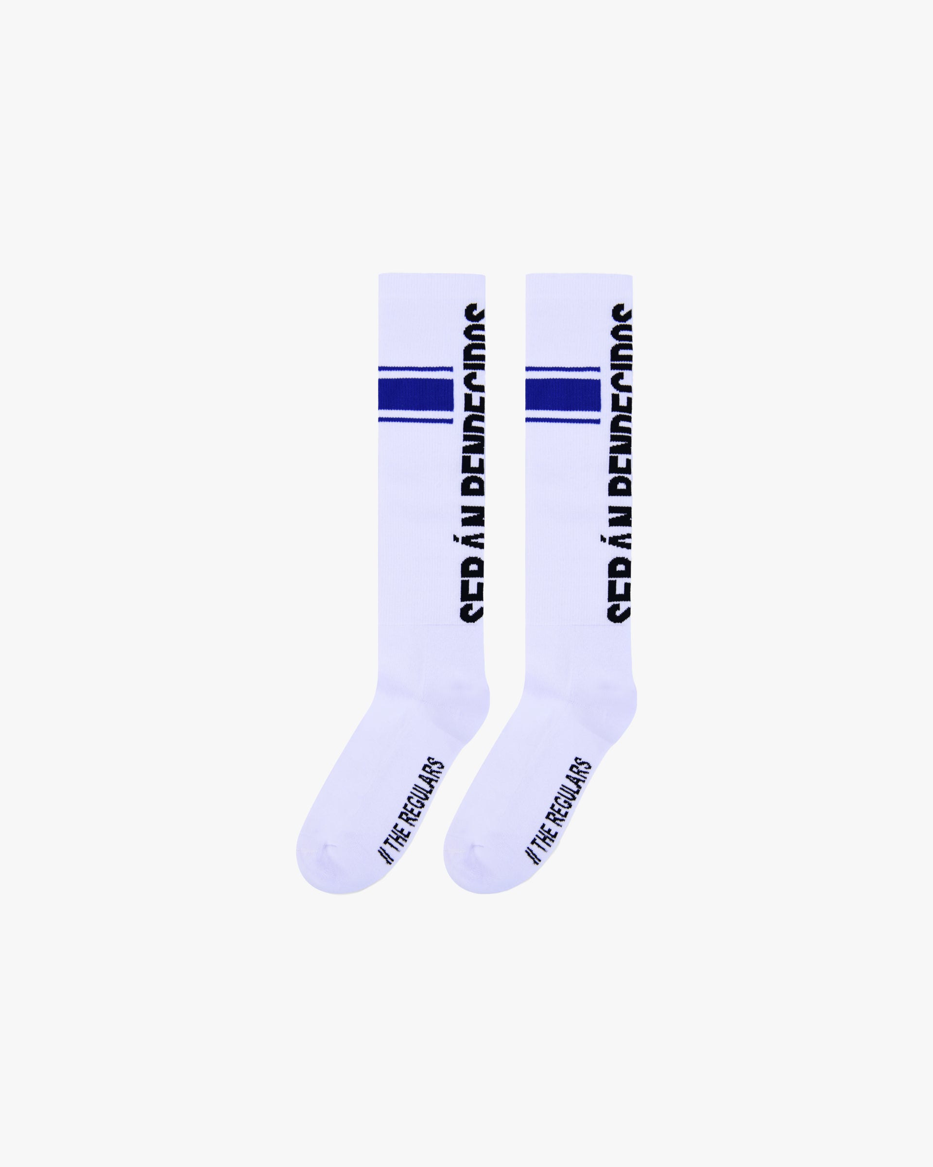 Blue Stripe Socks White