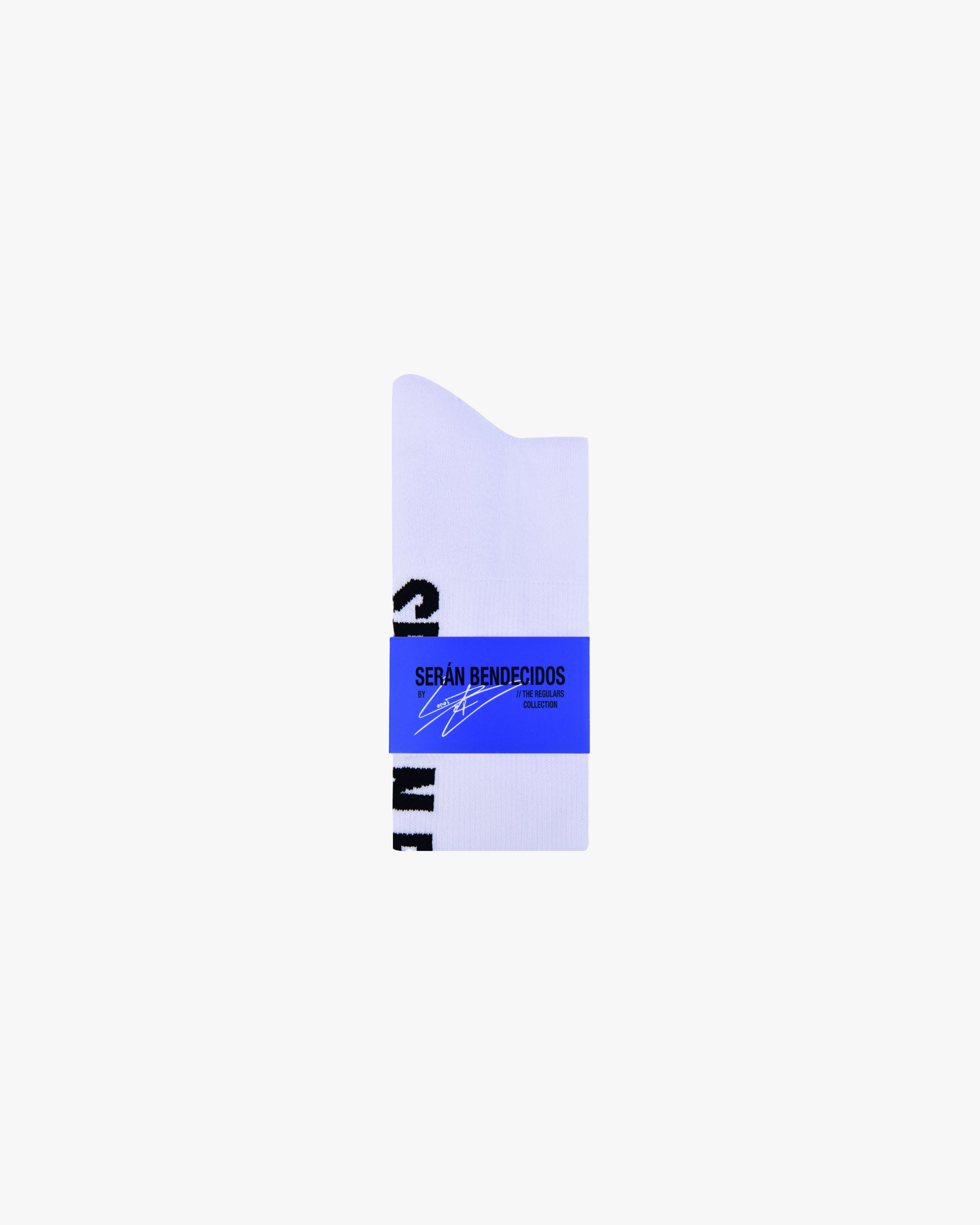 Blue Stripe Socks White