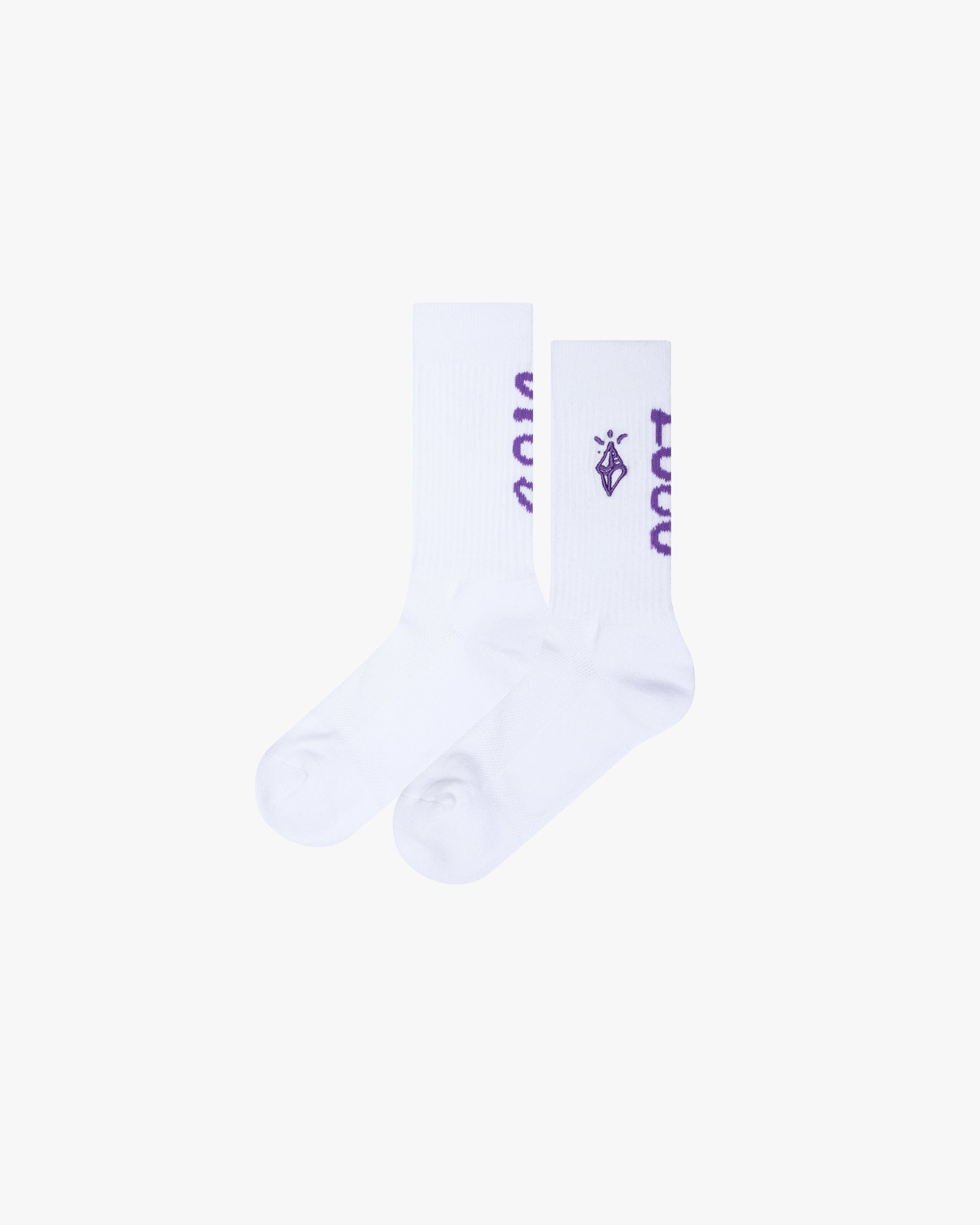 Loco Dice X Purple Jam Performance Socks in White